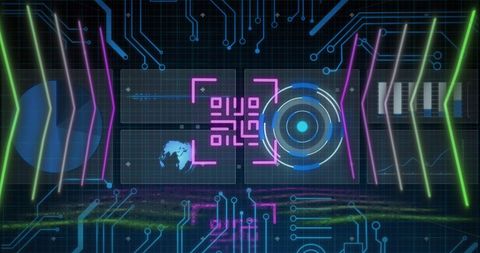 Futuristic QR Code on Digital Circuit Board Interface - Download Free Stock Images Pikwizard.com