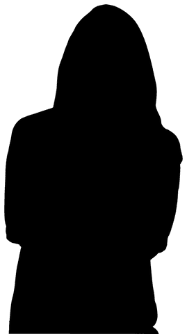 Elegant female silhouette of woman with long hair on transparent background