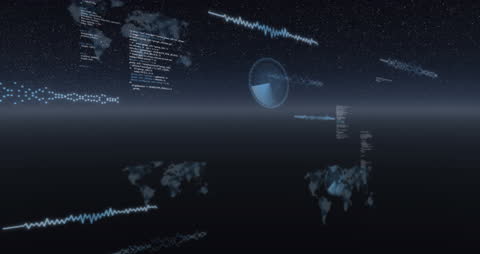 Digital Data Analytics and Graphs Over Black Cyber Background