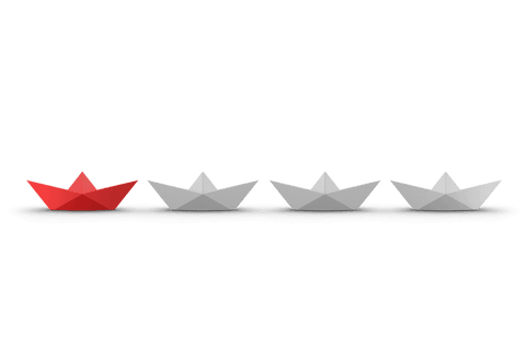 transparent red paper boat leading gray fleet concept - Download Free Stock Videos Pikwizard.com