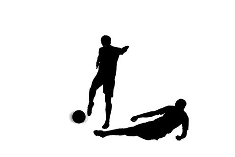 Silhouette Soccer Players on Transparent Background