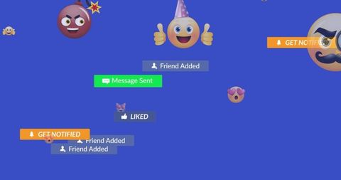 Colorful Emojis and Social Media Alerts on Blue Background - Download Free Stock Images Pikwizard.com