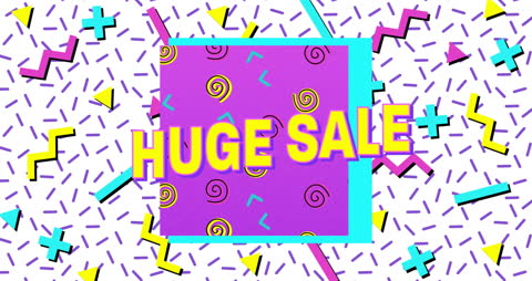 Vibrant Retro Huge Sale Banner with Abstract Design