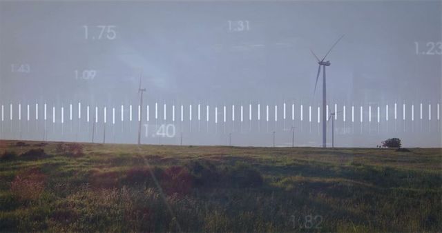 Wind Turbine on Grass Plain With Scale Overlay