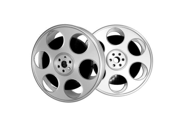 Two Transparent Silver Film Reels Isolated on White Background - Download Free Stock Videos Pikwizard.com