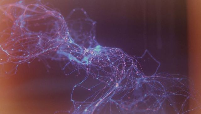 Abstract futuristic glowing web of neural networks