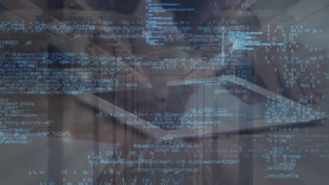 Hands Interacting with Digital Data on Tablet Device