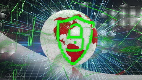 Digital Padlock Icon and Globe Highlighting Cybersecurity