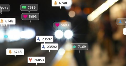 Social Media Notifications in Subway Station Concept