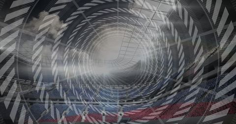 Futuristic Stadium Interior with Chevron Overlay Design