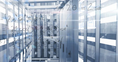 Mathematical Equations in High-Tech Server Room Ambiance