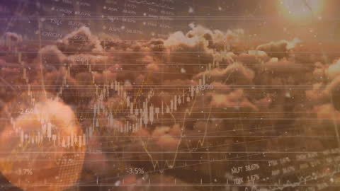 Financial Data Overlay on Global Cloudscape Background