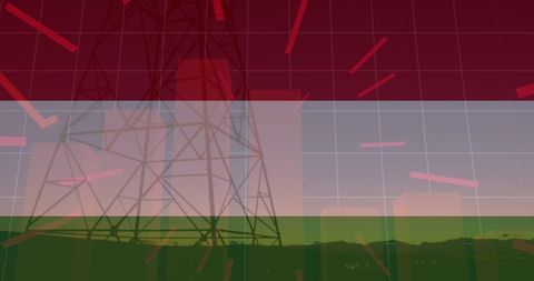 Digital Data Visualization, Hungary Flag Overlay