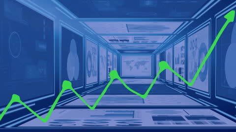 Futuristic Data Tunnel with Animated Growth Graph