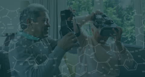 Elderly Couple Experimenting with Virtual Reality and Healthcare Technologies