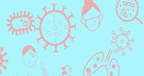 COVID-19 Cells and Healthcare Icons on Blue Background - Download Free Stock Images Pikwizard.com