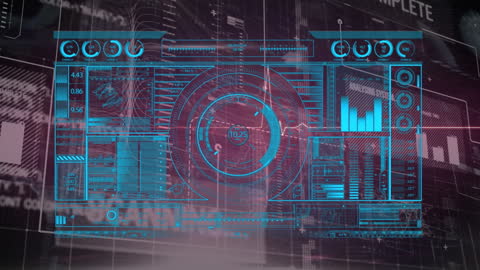 Futuristic Digital Interface with Data Analysis Representations