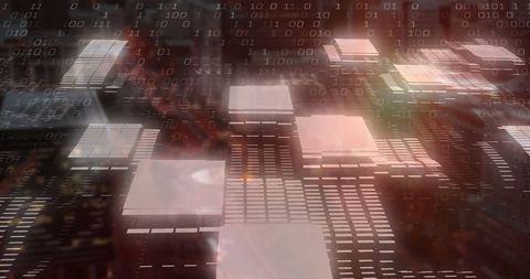 Abstract Binary Circuit Landscape with Floating Platforms