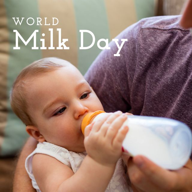 Mother Feeding Baby with Bottle for World Milk Day - Download Free Stock Templates Pikwizard.com