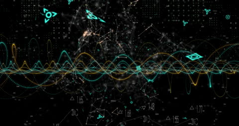 Abstract Digital Network with Dynamic Wave Patterns