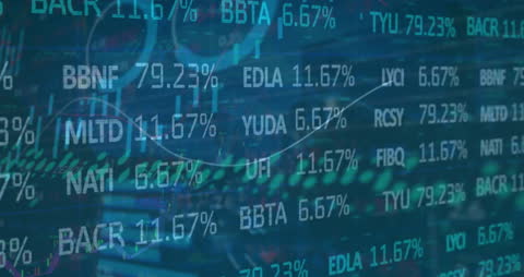 Digital Stock Market Financial Data Animation with Clouds