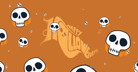 Colorful Cartoon Skulls Banner Celebrating Halloween