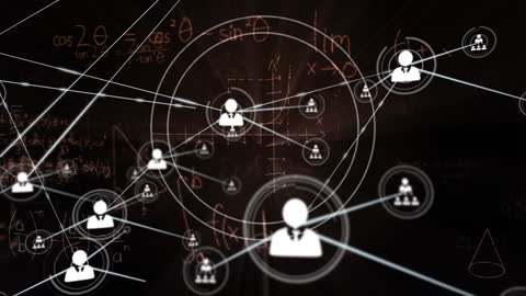 Digital Network Connections Over Math Equations Animation