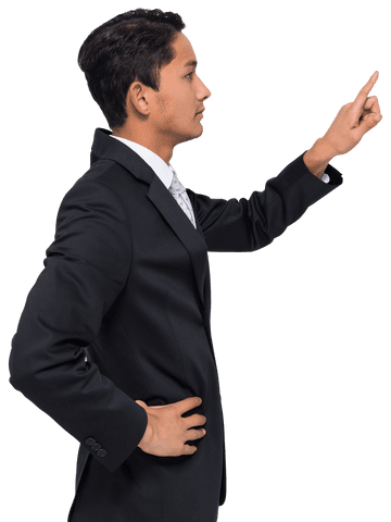 professional businessman making pointing gesture on transparent background - Download Free Stock Videos Pikwizard.com