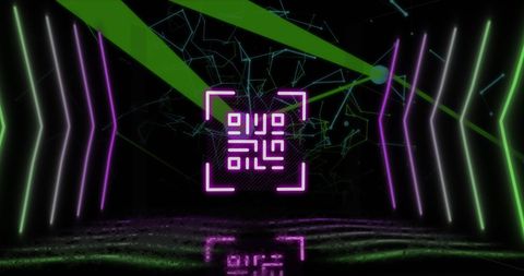 Neon QR Code with Digital Network and Connection Design - Download Free Stock Images Pikwizard.com