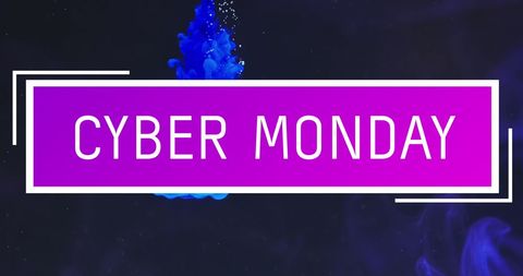 Cyber Monday Vibrant Promotional Banner with Colorful Smoke