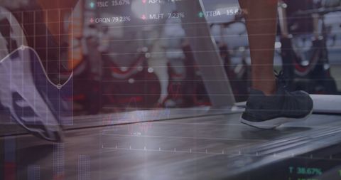 Treadmill Runner with Financial Data Overlay - Download Free Stock Images Pikwizard.com