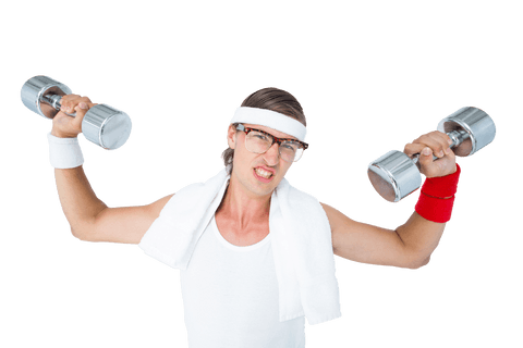 Transparent Geeky Hipster Exercising with Dumbbells - Download Free Stock Videos Pikwizard.com