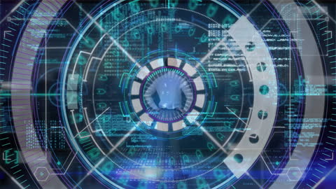 Futuristic Data Interface with Digital Graphics Overlay