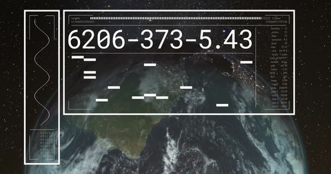 Futuristic digital data processing over earth's surface