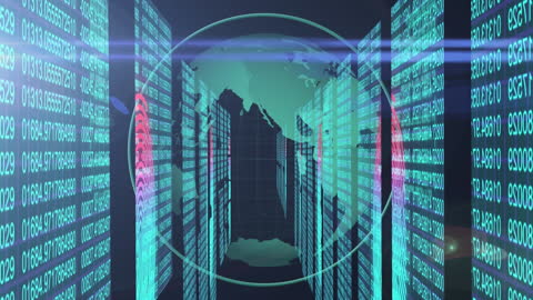 Global Data Processing Concept with Virtual Globe and Binary Code