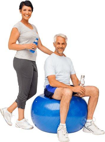 Energetic Mature Couple in Activewear with Transparency Background