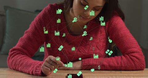 Woman Accessing Business Analytics via Digital Network Interface - Download Free Stock Images Pikwizard.com