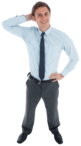 Transparent Musing Businessman in Professional Attire