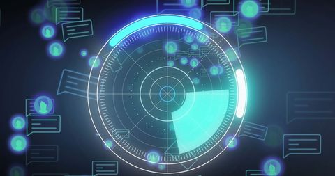 Digital Interface with Data Processing Radar over Graphs - Download Free Stock Images Pikwizard.com
