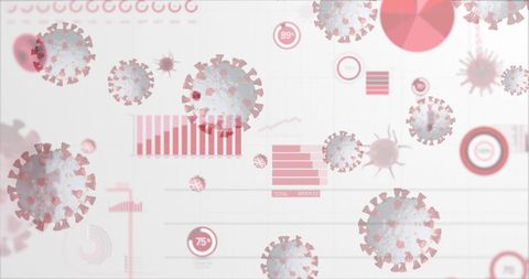 Pandemic Data Visualization with COVID-19 Virus Cells Illustration