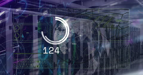 Digital Overlay of Global Data Connections on Server Room