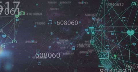 Digital Network Connectivity with Music Icons in Cyberspace - Download Free Stock Images Pikwizard.com