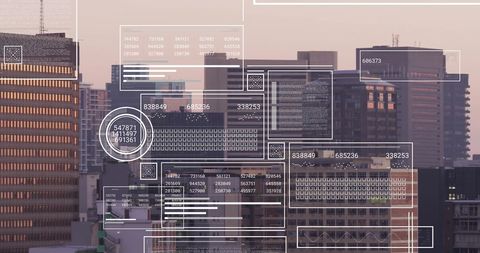 Abstract Digital Interface Overlaying Modern Cityscape - Download Free Stock Images Pikwizard.com