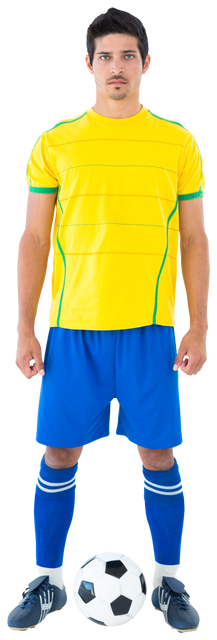 Transparent Soccer Player in Yellow and Blue Uniform with Ball - Download Free Stock Videos Pikwizard.com