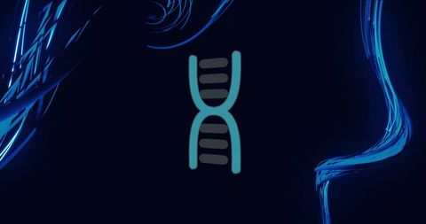 Dna strand with luminous trails in biotech concept