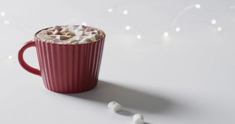 Cozy Holiday Hot Chocolate in Red Mug with Marshmallows - Download Free Stock Images Pikwizard.com