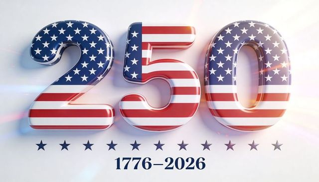 Usa 250th anniversary flag numerals 1776-2026 glossy 3d patriotic commemorative banner