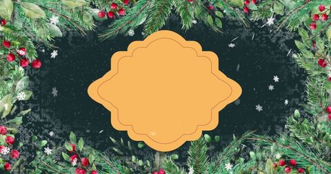 Festive Christmas Greenery with Blank Space for Greetings