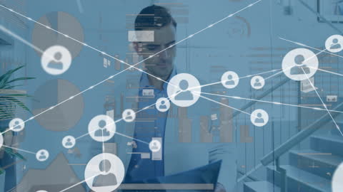 Doctor Analyzing Data with Digital Interface Connotations