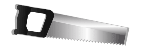 Transparent background hand saw with black handle in flat design